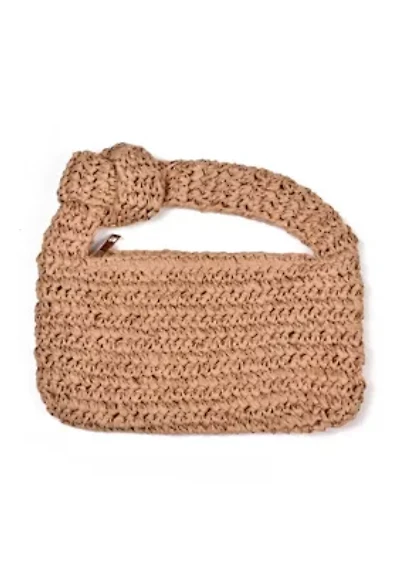 Natural Raffia Knot Crescent Bag