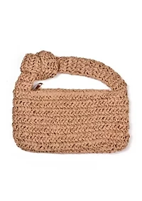 Natural Raffia Knot Crescent Bag