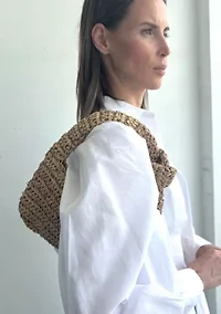 Natural Raffia Knot Crescent Bag