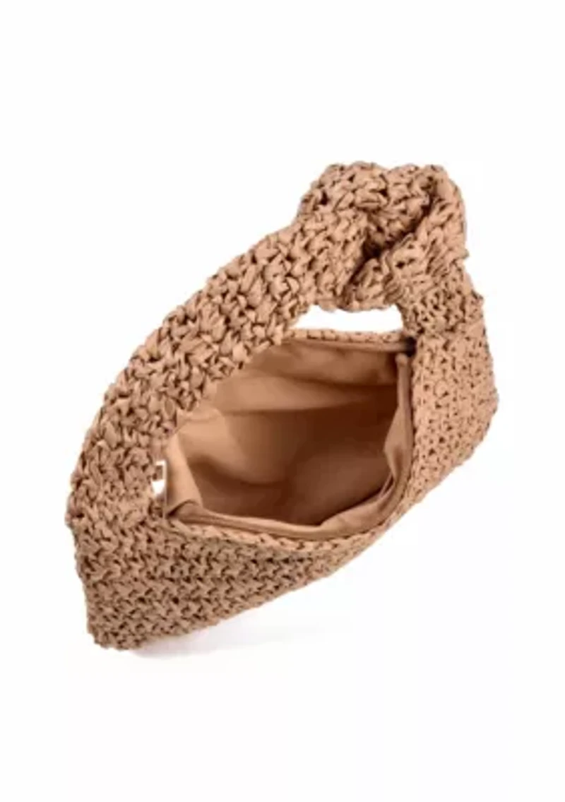 Natural Raffia Knot Crescent Bag