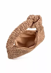 Natural Raffia Knot Crescent Bag