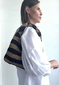 Striped Raffia Hobo Bag