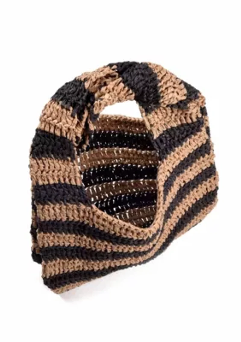 Striped Raffia Hobo Bag