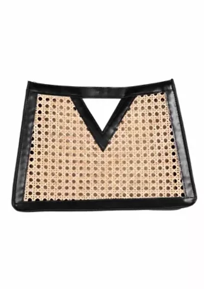 Black Rattan Kane Clutch