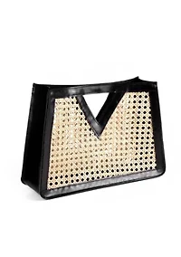 Black Rattan Kane Clutch