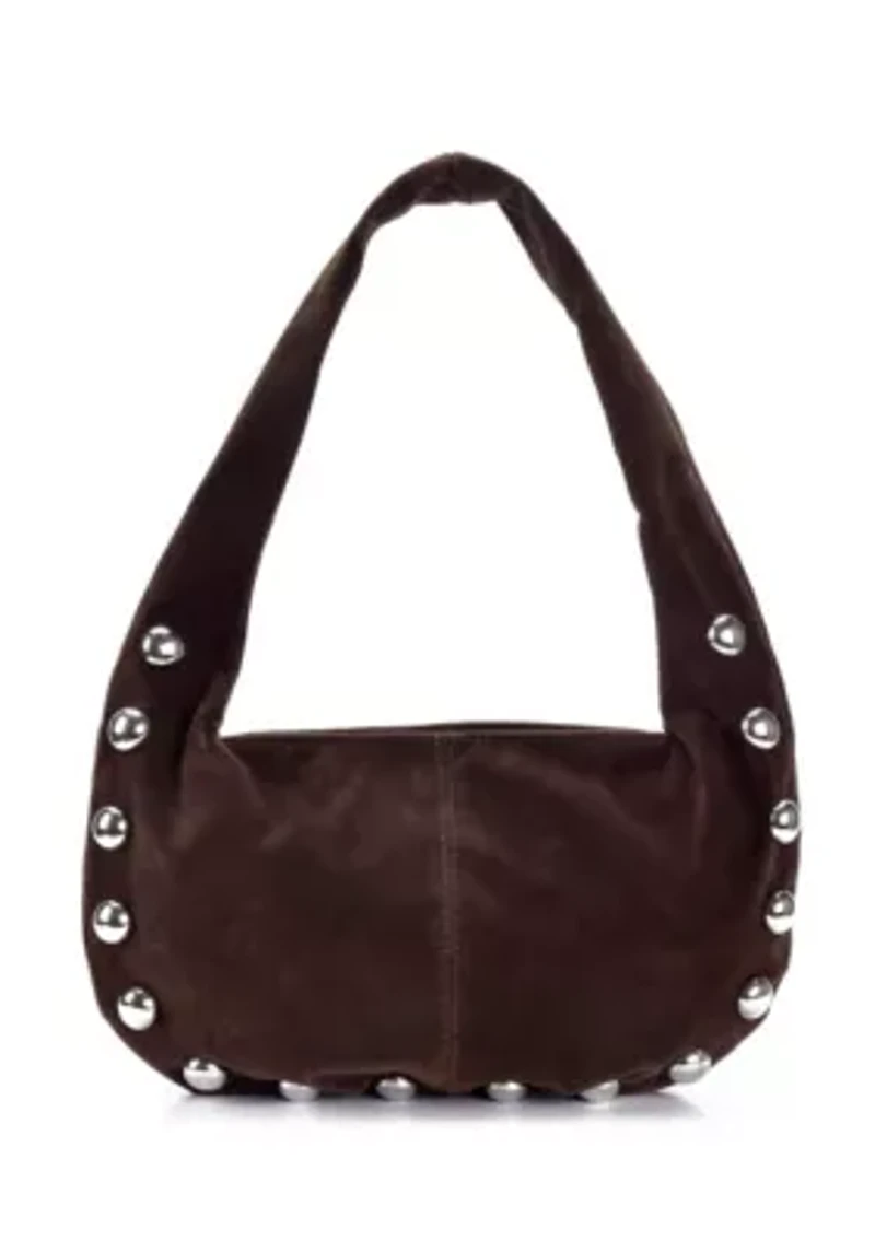 Dark Brown Studded Crescent Bag