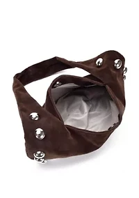 Dark Brown Studded Crescent Bag