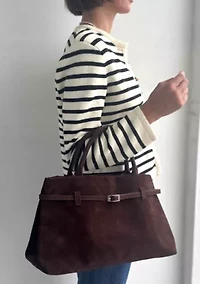 Dark Brown Belted Tote Bag