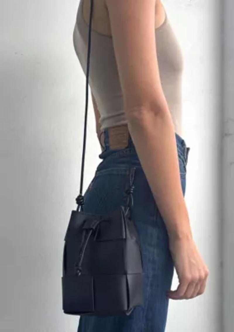 Black Patched Bucket Bag