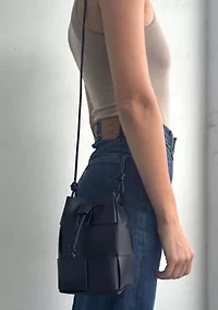 Black Patched Bucket Bag