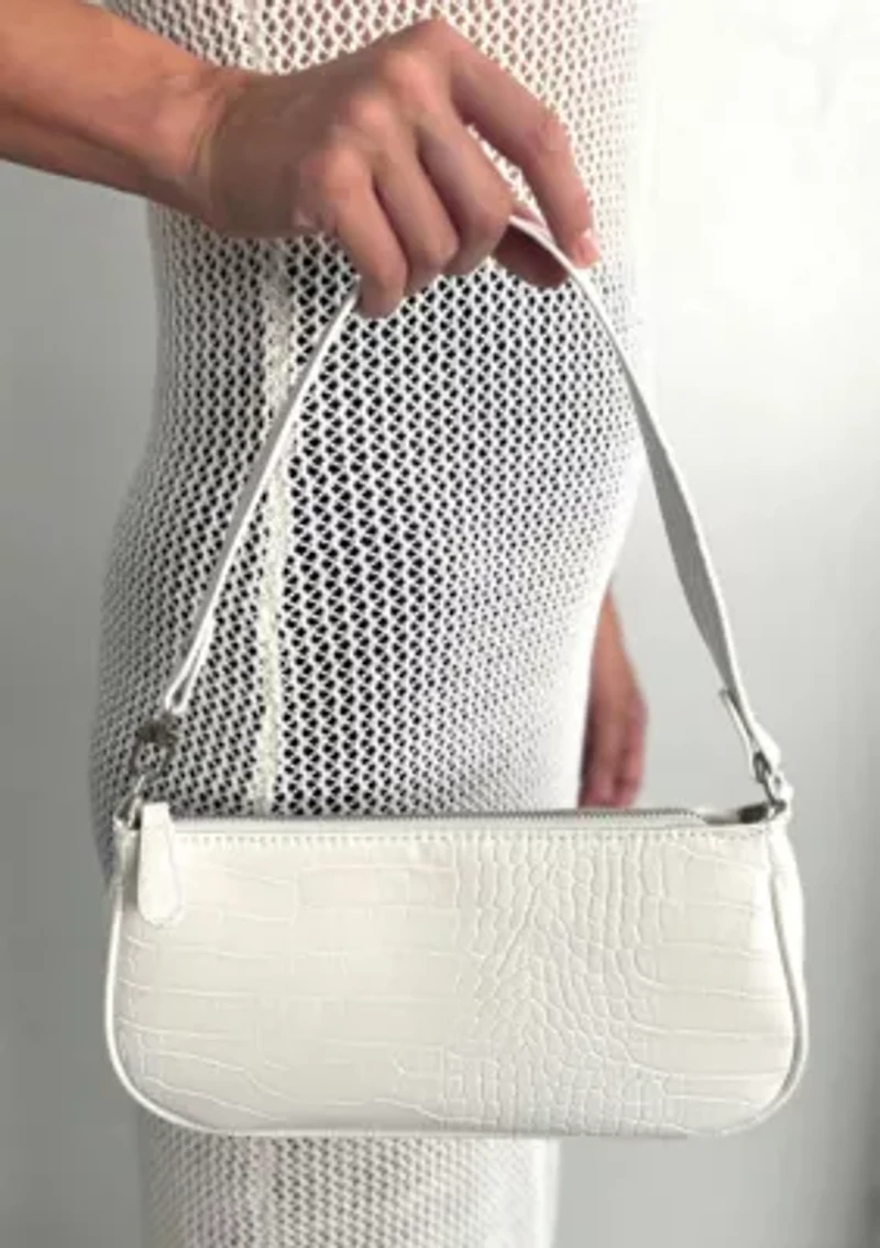 White Embossed Shoulder Bag