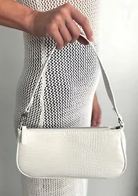 White Embossed Shoulder Bag