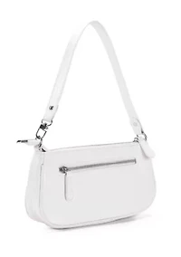White Embossed Shoulder Bag