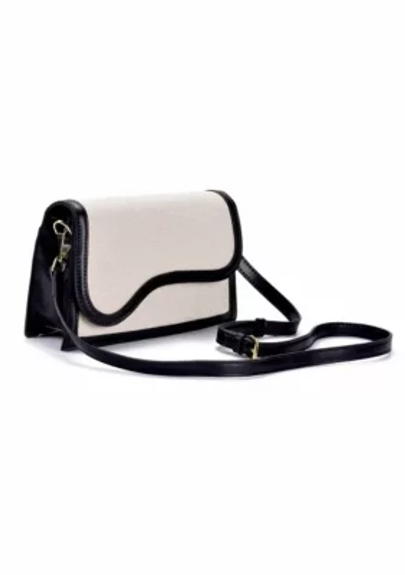 Black Curved Flap Shoulder and Crossbody Bag