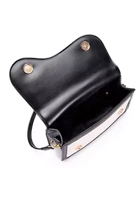 Black Curved Flap Shoulder and Crossbody Bag