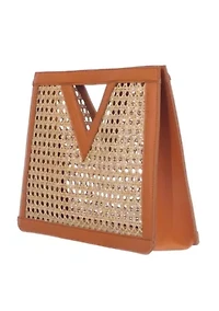 Brown Rattan Kane Clutch