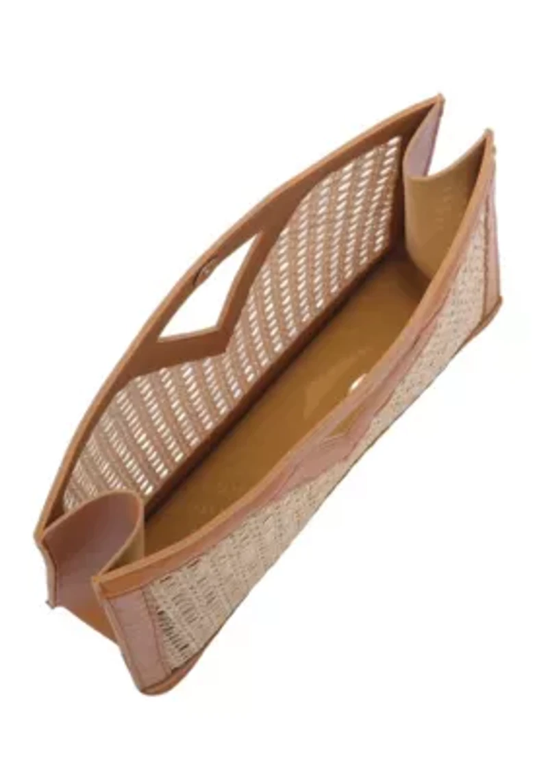 Brown Rattan Kane Clutch