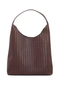 Dark Brown Textured Slouchy Shoulder Bag