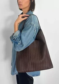Dark Brown Textured Slouchy Shoulder Bag