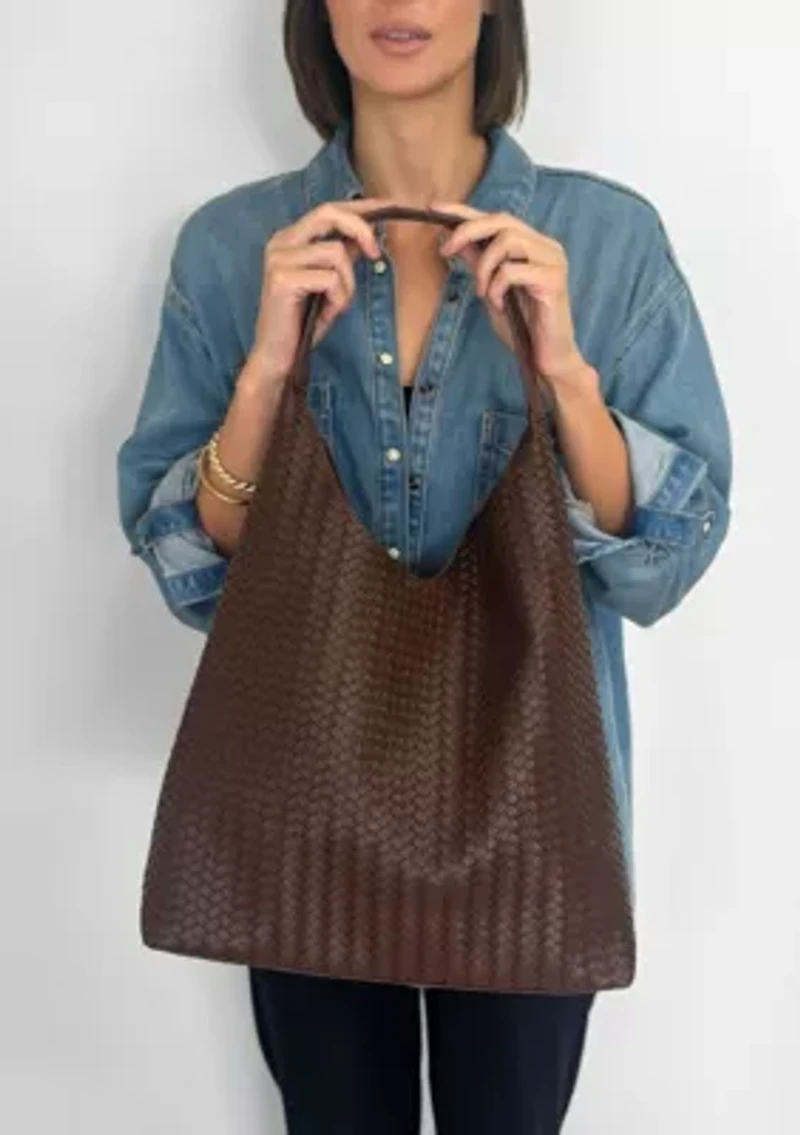 Dark Brown Textured Slouchy Shoulder Bag