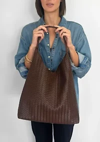 Dark Brown Textured Slouchy Shoulder Bag