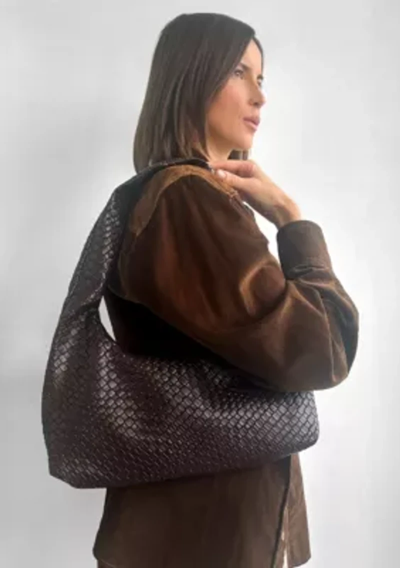 Dark Brown Patchwork Shoulder Bag