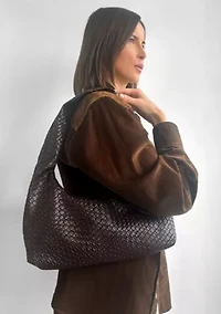 Dark Brown Patchwork Shoulder Bag