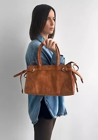 Brown Shoulder Bag with Belt Detail