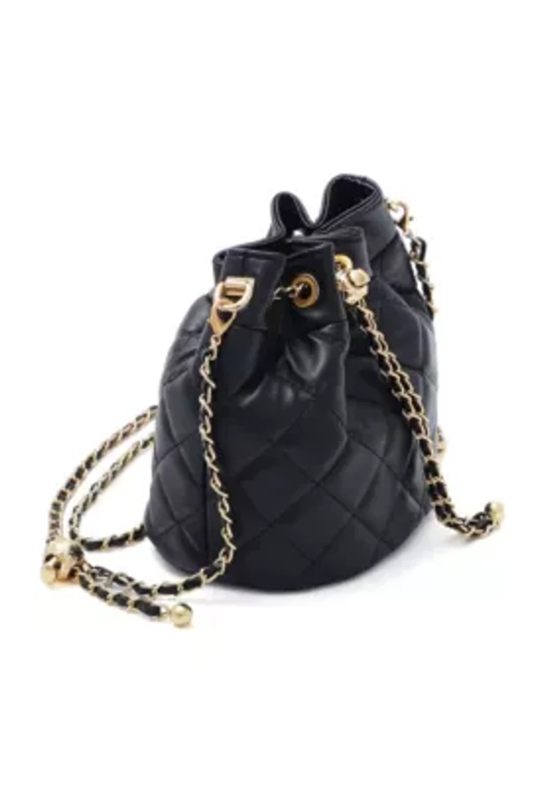 Black Cushion Quilted Gold Chain Adjustable Crossbody Bag