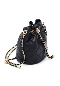 Black Cushion Quilted Gold Chain Adjustable Crossbody Bag