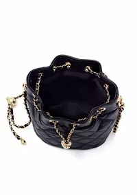Black Cushion Quilted Gold Chain Adjustable Crossbody Bag
