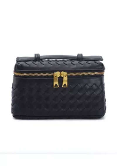 Black Woven Top Handle Bag
