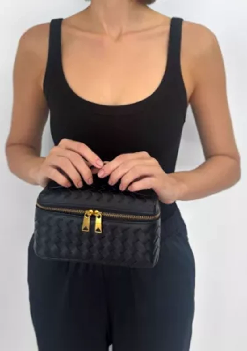 Black Woven Top Handle Bag
