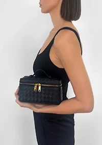 Black Woven Top Handle Bag