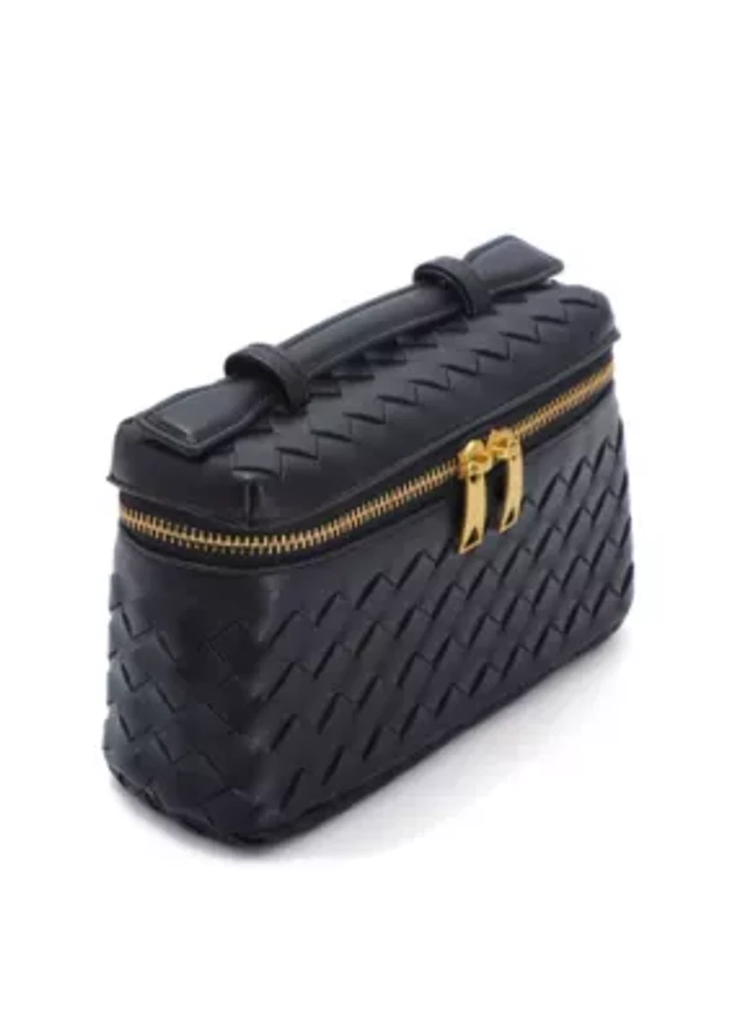 Black Woven Top Handle Bag