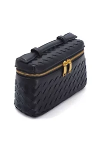 Black Woven Top Handle Bag