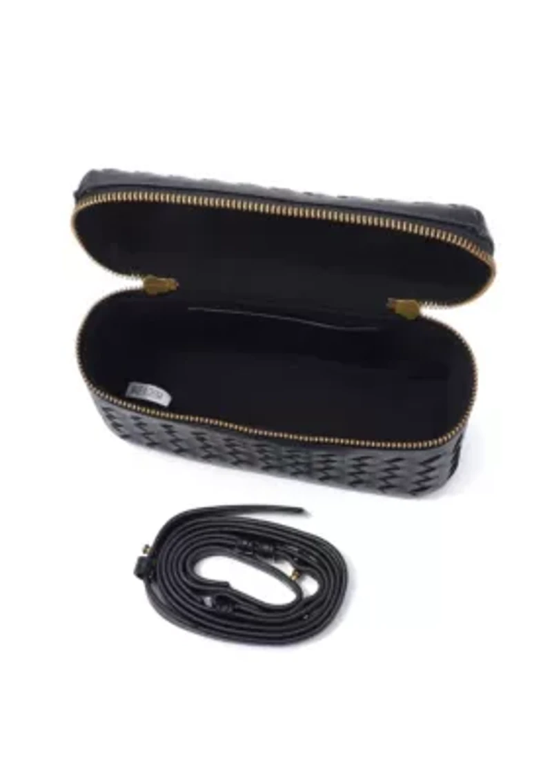 Black Woven Top Handle Bag