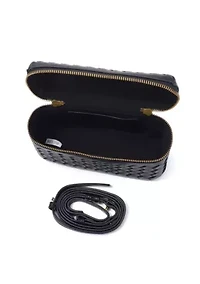 Black Woven Top Handle Bag