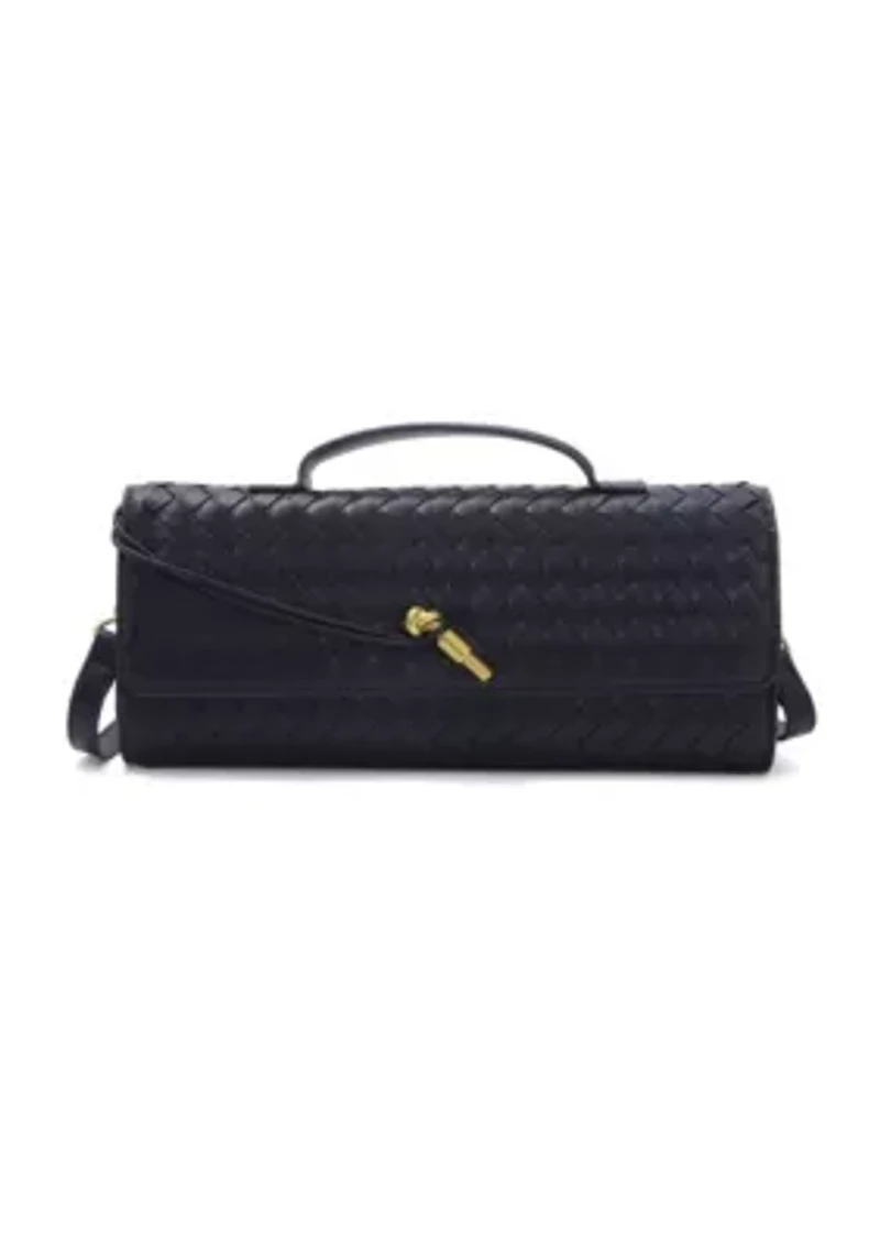 Black Woven Baguette Bag