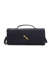 Black Woven Baguette Bag