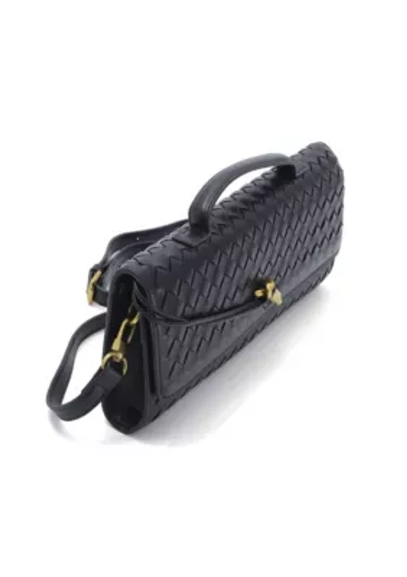 Black Woven Baguette Bag