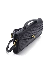 Black Woven Baguette Bag