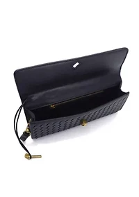 Black Woven Baguette Bag