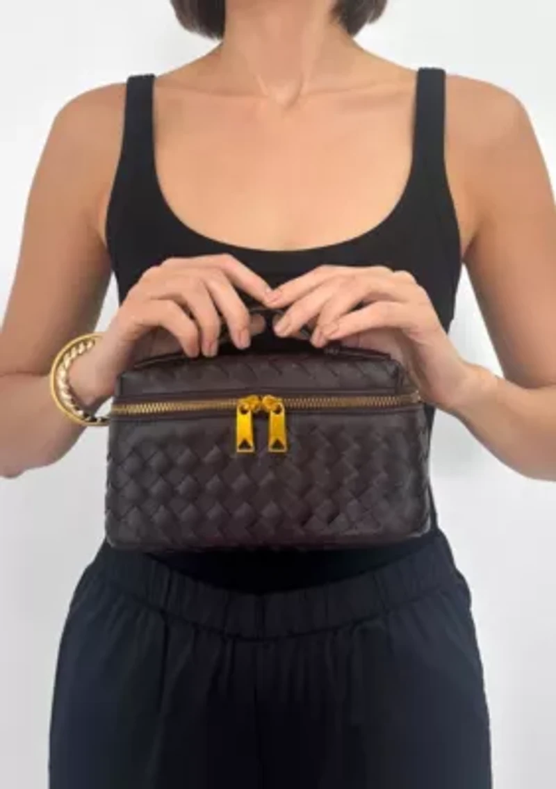 Burgundy Woven Top Handle Bag