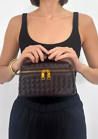 Burgundy Woven Top Handle Bag