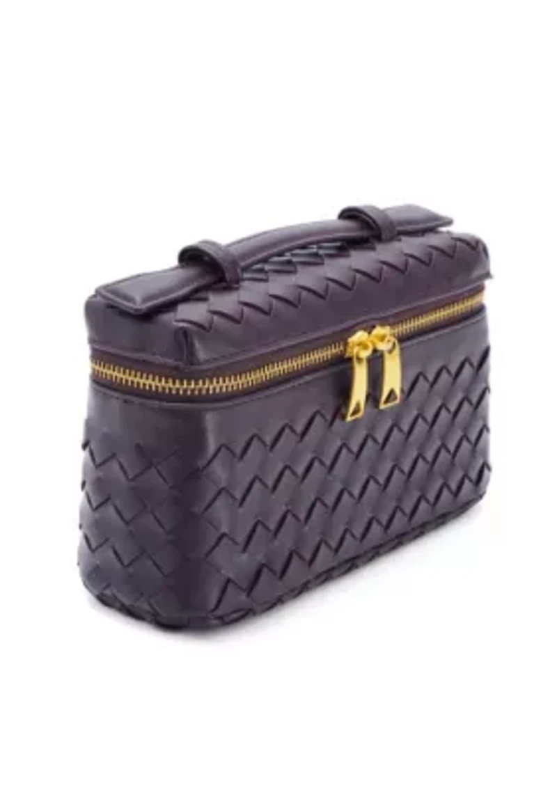 Burgundy Woven Top Handle Bag