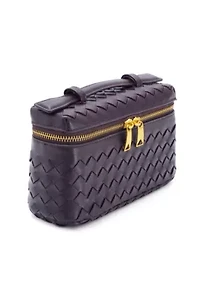 Burgundy Woven Top Handle Bag