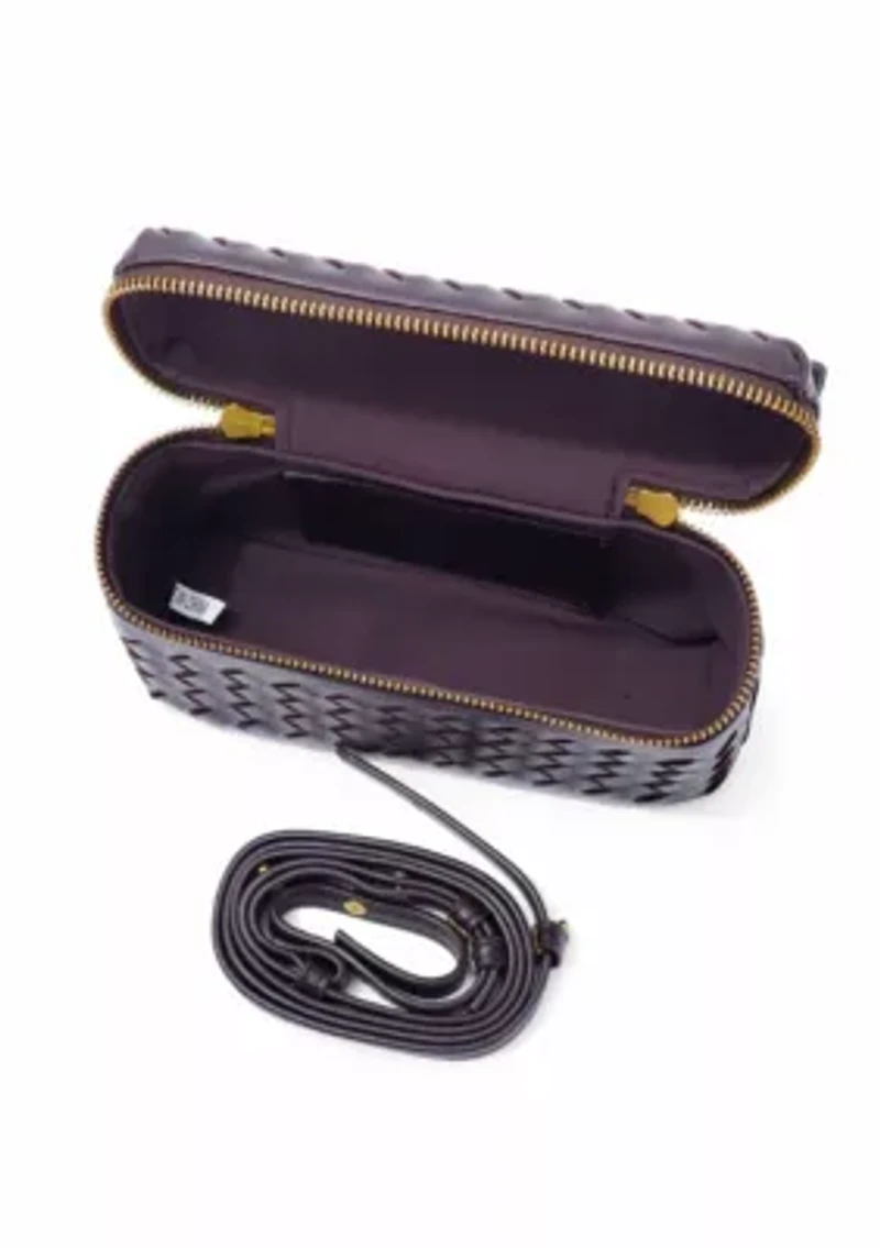 Burgundy Woven Top Handle Bag