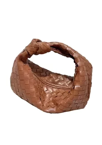 Rust Brown Knot Woven Crescent Bag