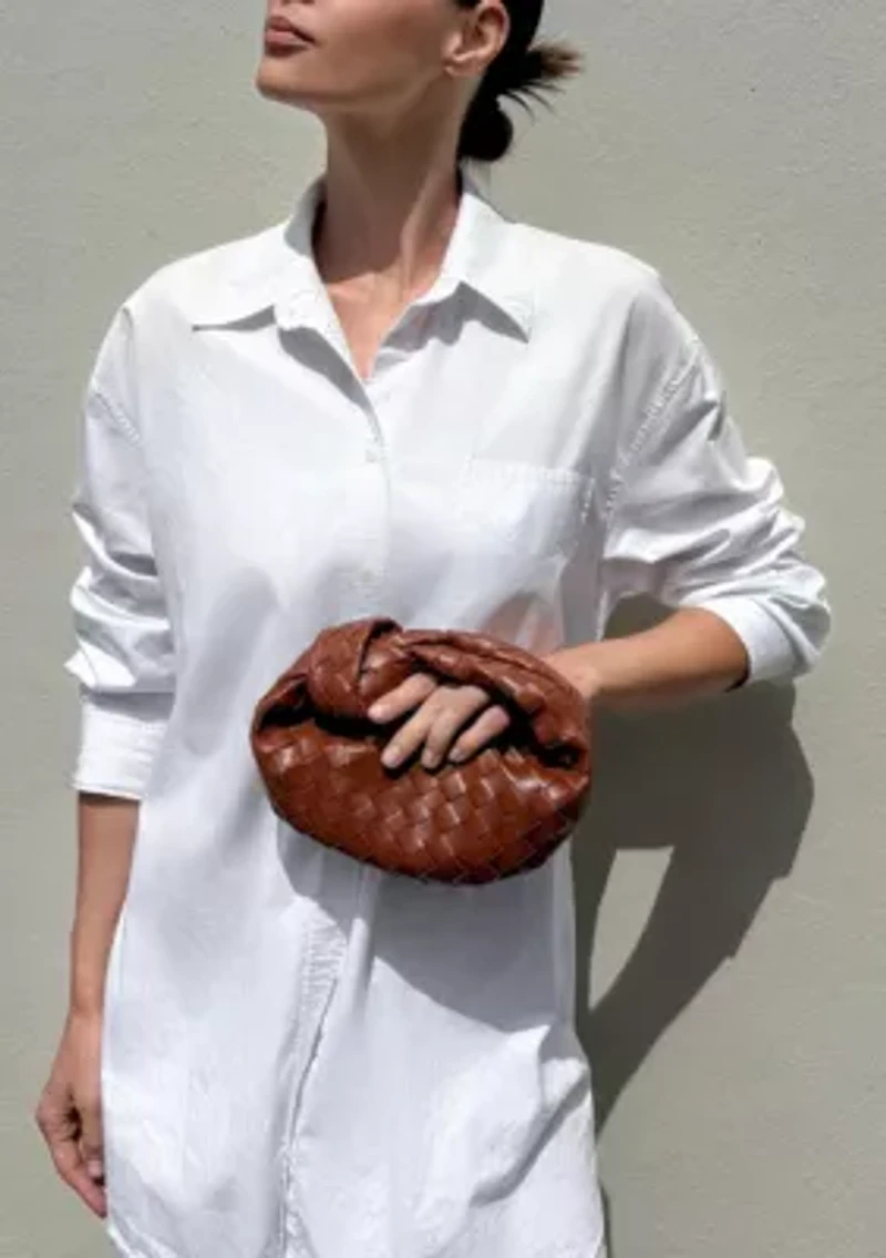 Rust Brown Knot Woven Crescent Bag